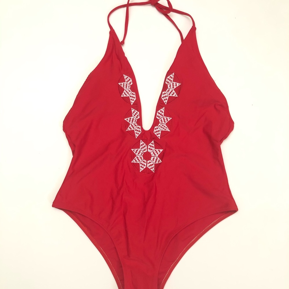 Embroidered One Piece Swimsuit M